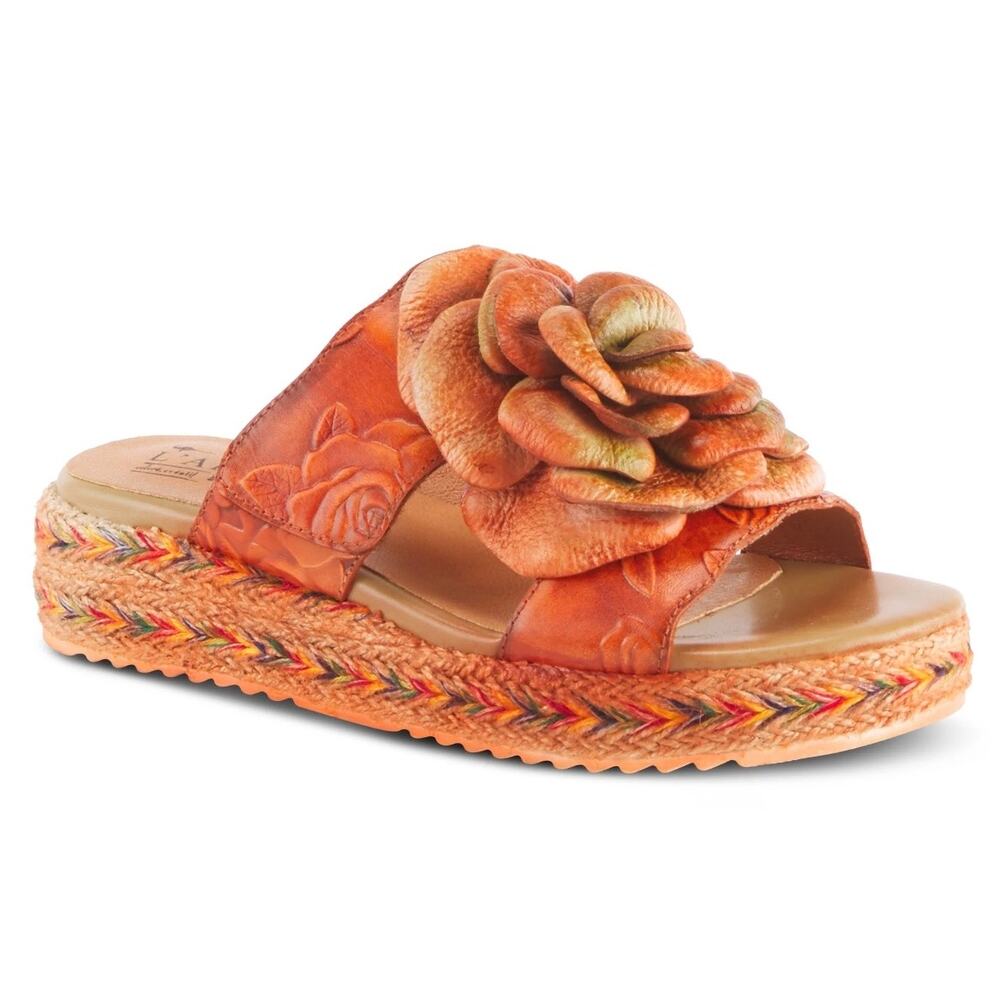 L'Artiste by Spring Step Hand Painted Balharbor Leather Sandal Slide - 39